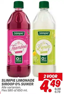 Dekamarkt Slimpie limonade siroop 0 suiker aanbieding