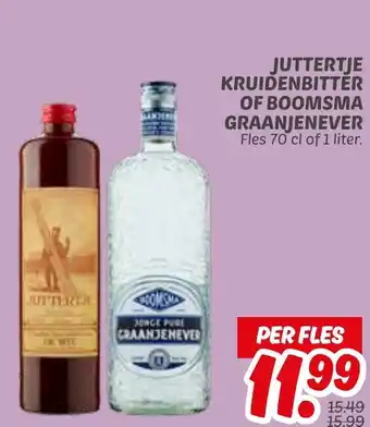 Dekamarkt Juttertje kruidenbitter of boomsma graanjenever aanbieding