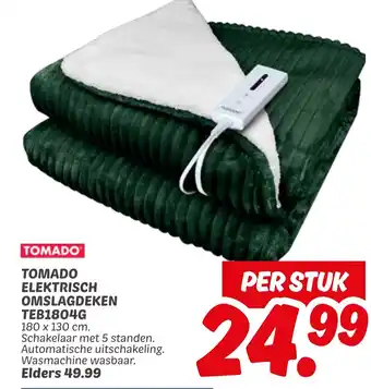 Dekamarkt Tomado elektrisch omslagdeken teb1804g aanbieding