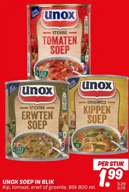 Dekamarkt Unox soep in blik aanbieding