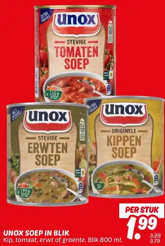 Dekamarkt Unox soep in blik aanbieding