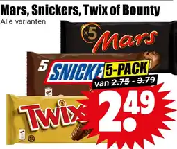 Dirk Mars, Snickers, Twix of Bounty aanbieding