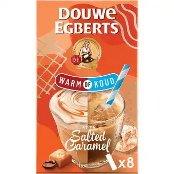 Dirk Douwe Egberts Oploskoffie warm of koud latte salted caramel 8 stuks aanbieding