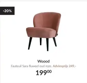 Babypark WooodFauteuil Sara fluweel oud roze aanbieding