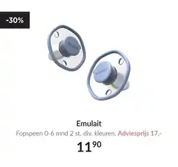 Babypark Emulait Fopspeen 0-6 mnd 2 st. aanbieding