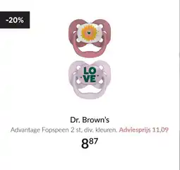 Babypark Dr. Brown's Advantage Fopspeen 2 st, aanbieding