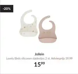Babypark Jollein Lovely Birds siliconen slabbetjes 2 st. aanbieding