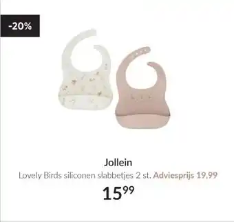 Babypark Jollein Lovely Birds siliconen slabbetjes 2 st. aanbieding