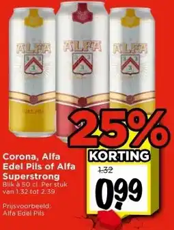 Vomar Voordeelmarkt Corona, Alfa Edel Pils of Alfa Superstrong aanbieding