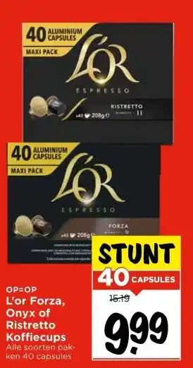 Vomar Voordeelmarkt L'or Forza, Onyx of Ristretto Koffiecups aanbieding