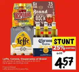 Vomar Voordeelmarkt Leffe, Corona, Desperados of Brand aanbieding