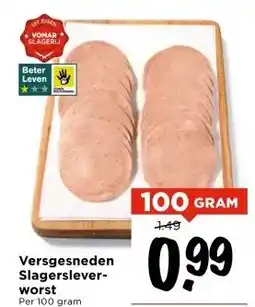 Vomar Voordeelmarkt Versgesneden Slagersleverworst aanbieding