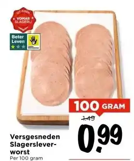 Vomar Voordeelmarkt Versgesneden Slagersleverworst aanbieding
