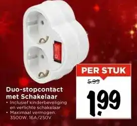 Vomar Voordeelmarkt Duo-stopcontact met Schakelaar aanbieding