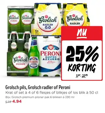Jumbo Grolsch pils, Grolsch radler of Peroni aanbieding