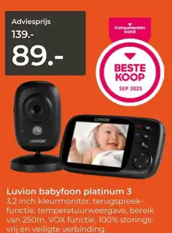 Prenatal Luvion babyfoon platinum 3 aanbieding