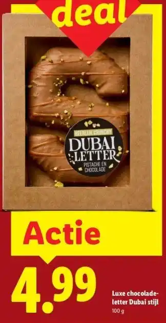 Lidl Luxe chocolade- letter Dubai stijl aanbieding