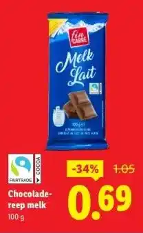 Lidl Chocolade- reep melk aanbieding