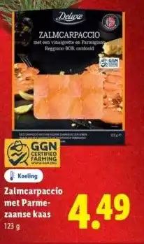 Lidl Zalmcarpaccio met Parme- zaanse kaas aanbieding