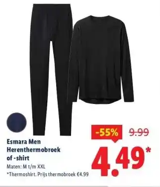 Lidl Esmara Men Herenthermobroek of-shirt aanbieding