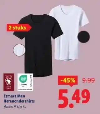 Lidl Esmara Men Herenondershirts aanbieding