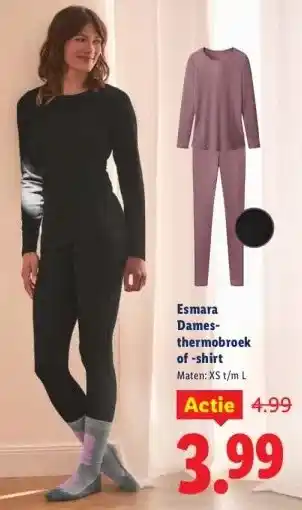 Lidl Esmara Dames- thermobroek of -shirt aanbieding