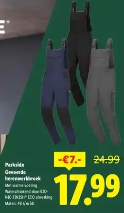 Lidl Parkside Gevoerde herenwerkbroek aanbieding