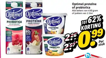 Hoogvliet Optimel proteïne of probiotica aanbieding