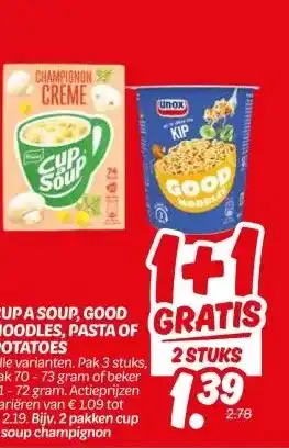 Dekamarkt CUP A SOUP, GOOD NOODLES, PASTA OF POTATOES aanbieding