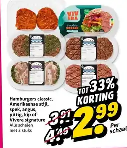 Hoogvliet Hamburgers classic, Amerikaanse stijl, spek, angus, pittig, kip of Vivera signature aanbieding