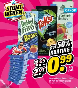 Hoogvliet DubbelFrisss Boost, Taksi of Van de Boom ijsthee aanbieding
