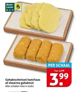 Hoogvliet Gehaktschnitzel ham/kaas of shoarma gehaktrol aanbieding