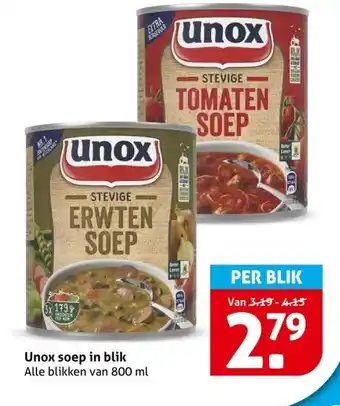 Hoogvliet Unox soep in blik aanbieding