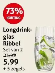 Hoogvliet Longdrink- glas Ribbel aanbieding