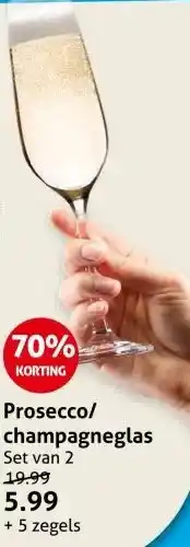 Hoogvliet Prosecco/ champagneglas aanbieding