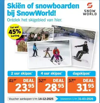 Albert Heijn Skiën of snowboarden bij SnowWorld! aanbieding