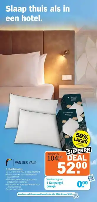 Albert Heijn 2 hoofdkussens aanbieding