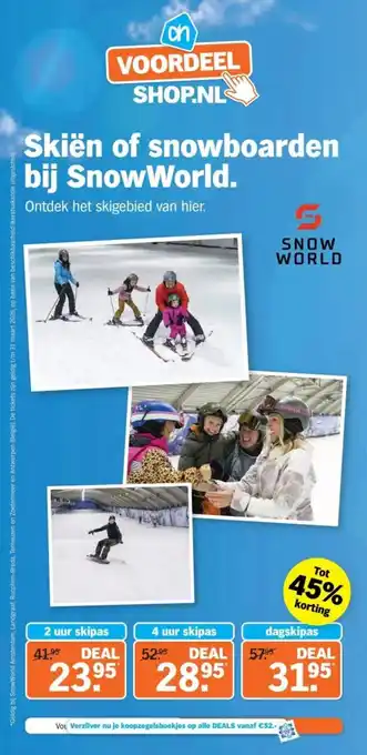 Albert Heijn Skiën of snowboarden bij SnowWorld. aanbieding
