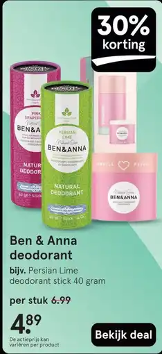 Etos Ben & Anna deodorant aanbieding