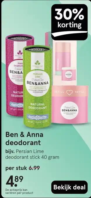 Etos Ben & Anna deodorant aanbieding