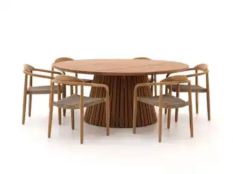 Kees Smit Bellagio Berbaro/Santa Severina ø180cm dining tuinset 7-delig stapelbaar aanbieding