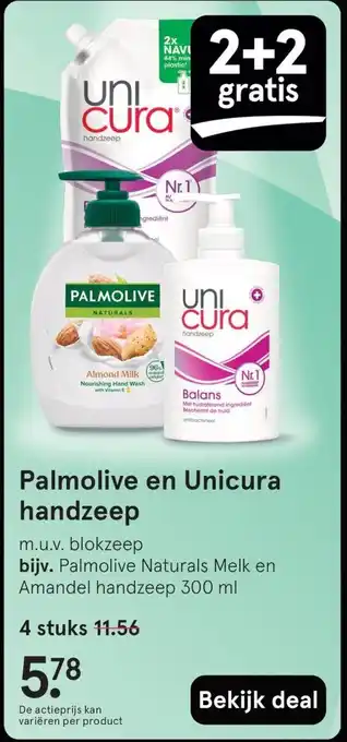 Etos Palmolive en Unicura handzeep aanbieding