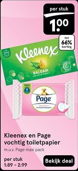 Etos Kleenex en Page vochtig toiletpapier aanbieding