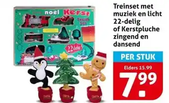 Hoogvliet Treinset met muziek en licht 22-delig of Kerstpluche zingend en dansend aanbieding