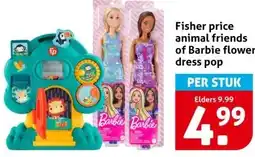 Hoogvliet Fisher price animal friends of Barbie flower dress pop aanbieding