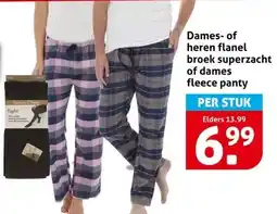 Hoogvliet Dames- of heren flanel broek superzacht of dames fleece panty aanbieding
