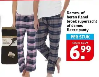 Hoogvliet Dames- of heren flanel broek superzacht of dames fleece panty aanbieding