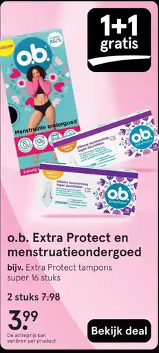 Etos o.b. Extra Protect en menstruatieondergoed aanbieding