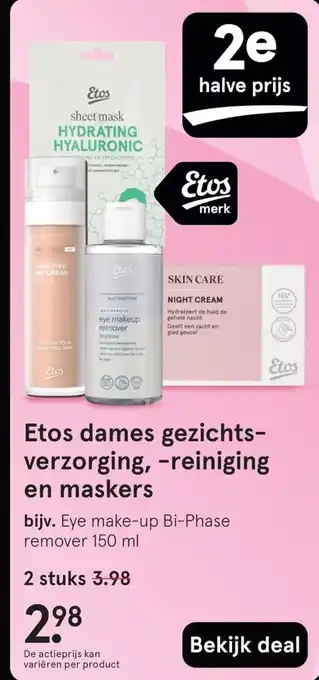 Etos Etos dames gezichts verzorging, reiniging en maskers aanbieding