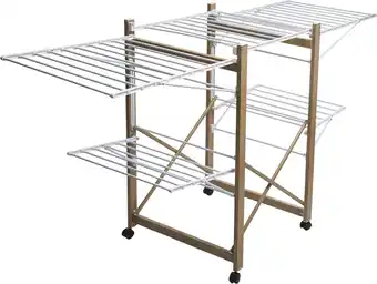 Praxis Droogrek Verrijdbaar 27 Meter Drooglengte - 176x60x104 Cm - Houtlook aanbieding